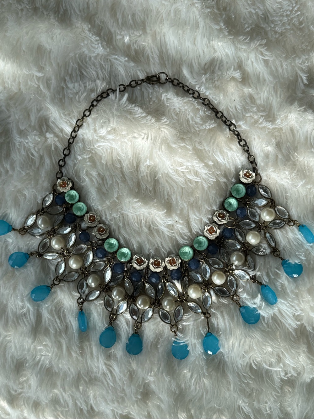 Statement Blue Teardrop Bib Necklace - Women Jewelry